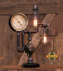 Steampunk Lamp, By Machine Age Lamps, Brass Steam Gauge #4256 b