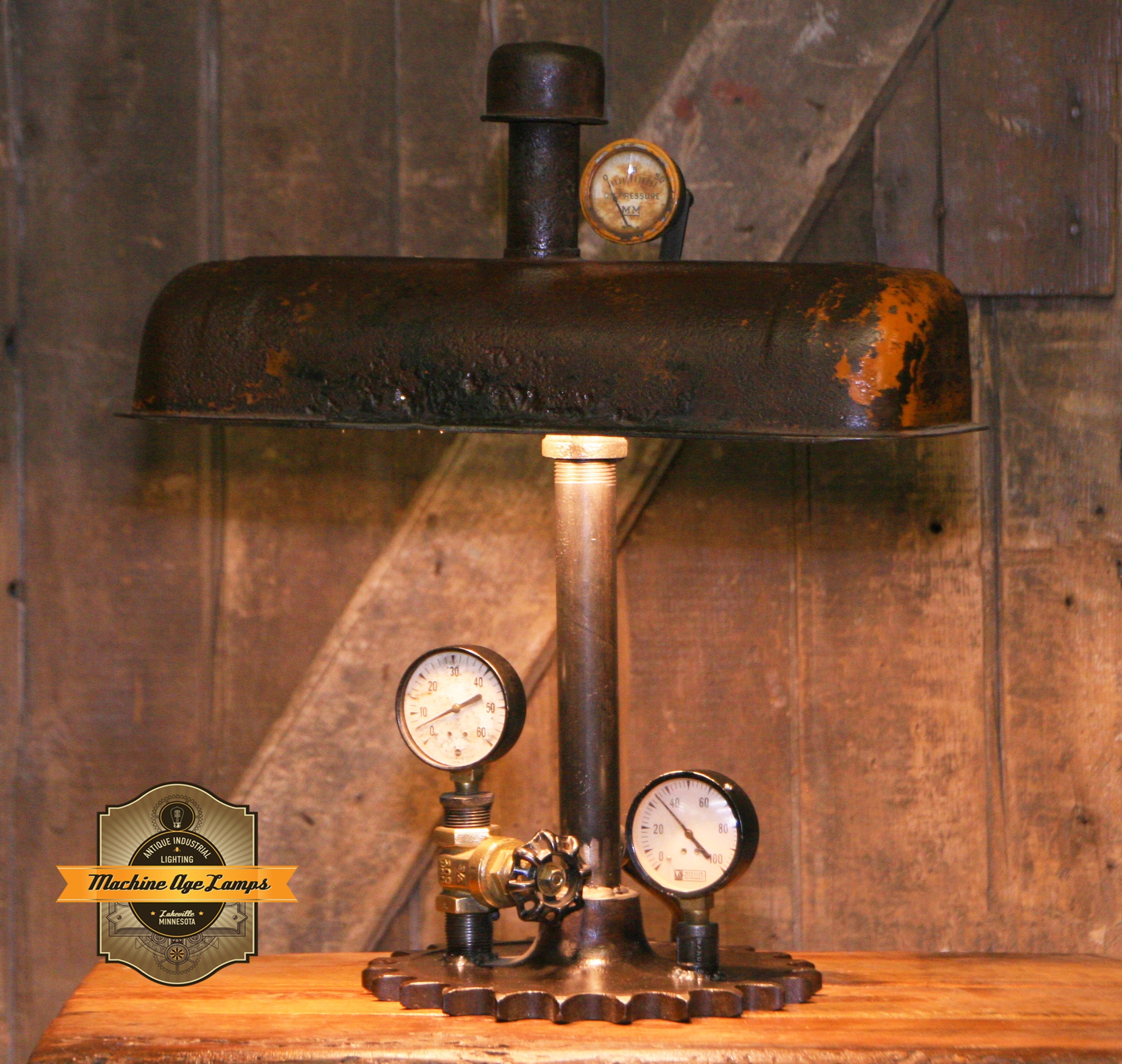 Steampunk Lamp, Antique Minneapolis Moline Tractor Valve Cover Farm Lamp #4126