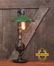 Steampunk Industrial / Antique  Green Shade / Gear Base / #4880