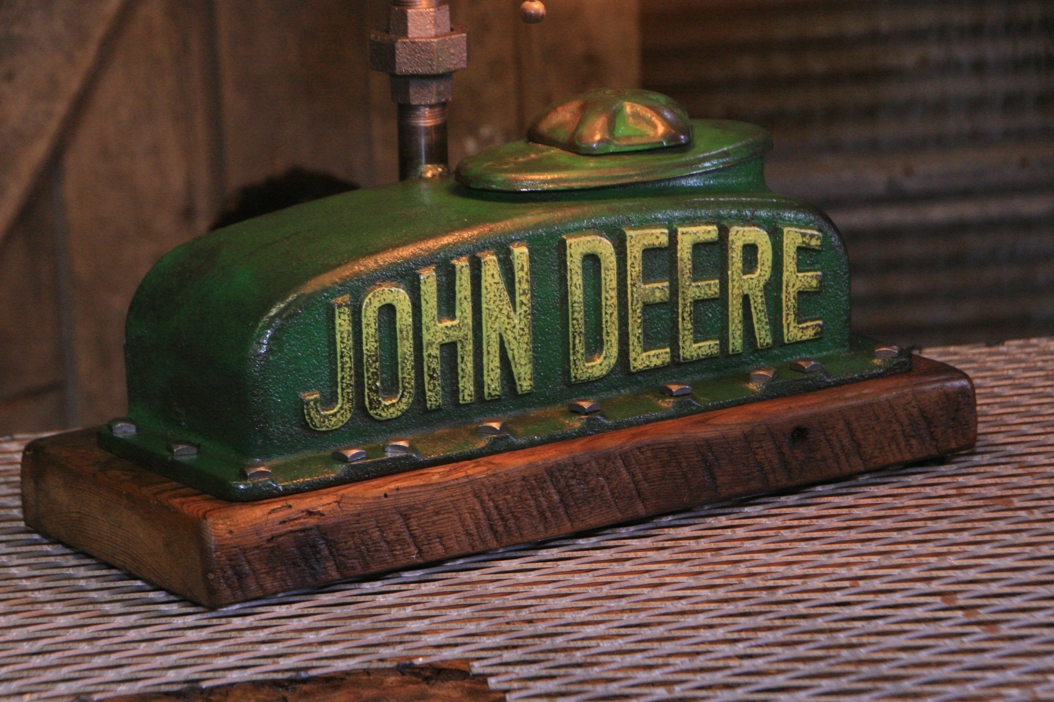 Steampunk Industrial / Antique John Deere Radiator Top / Lamp / Barnwood / Lamp #4260