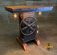 Steampunk Industrial / Antique 1930's Pump Myers Ohio / Barn Wood / table #6006 sold