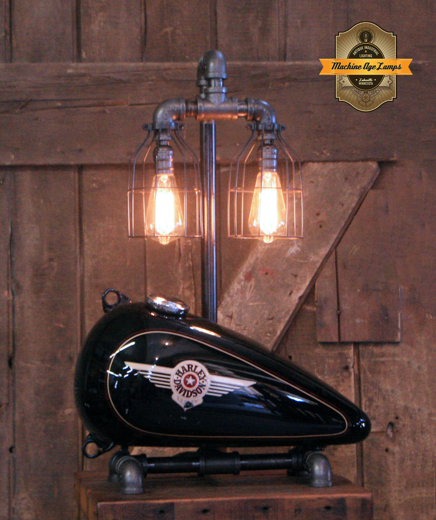 Steampunk Industrial Lamp / Re-Purposed HD Tank / Authentic Motorcycle Tank / Lamp #4103 sold