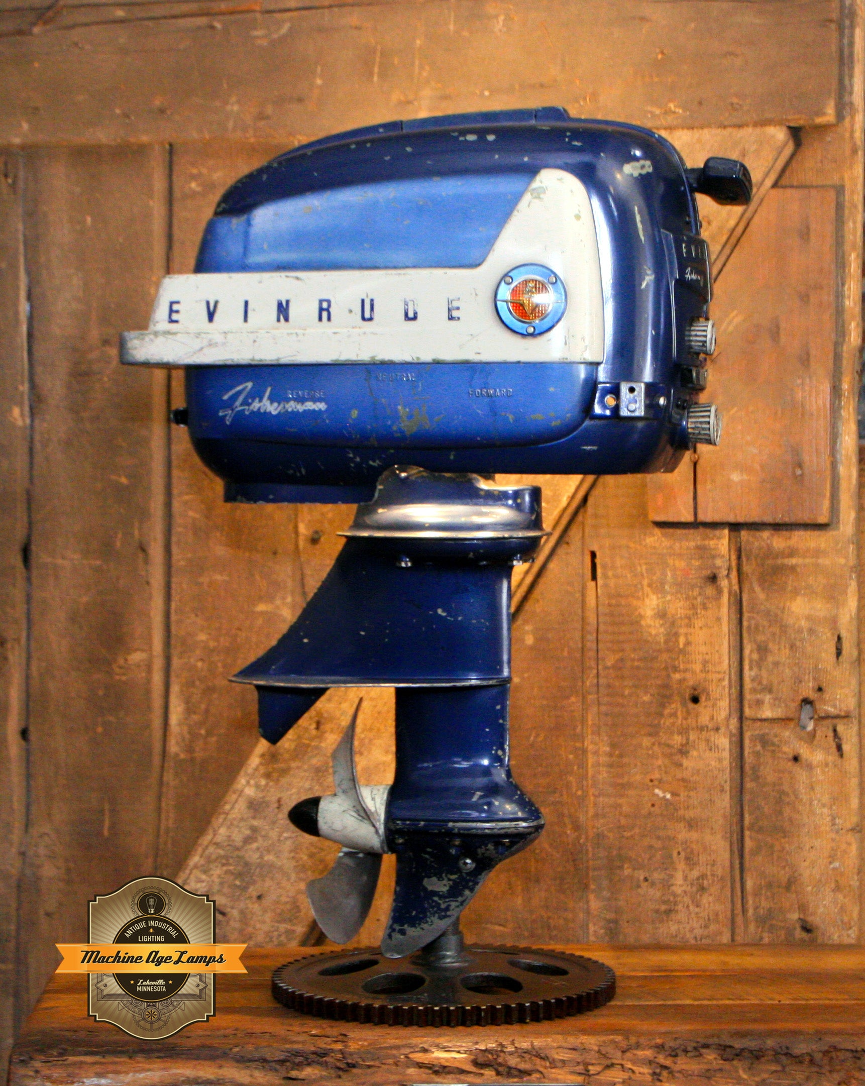 Steampunk Industrial / Antique Evinrude Boat Motor / Nautical / Marine / Cabin / Lamp #4247