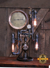 Steampunk Industrial / Steam Gauge Lamp / Boston / Pan Skelly Gasoline Boiler Gauge / Lamp #4509