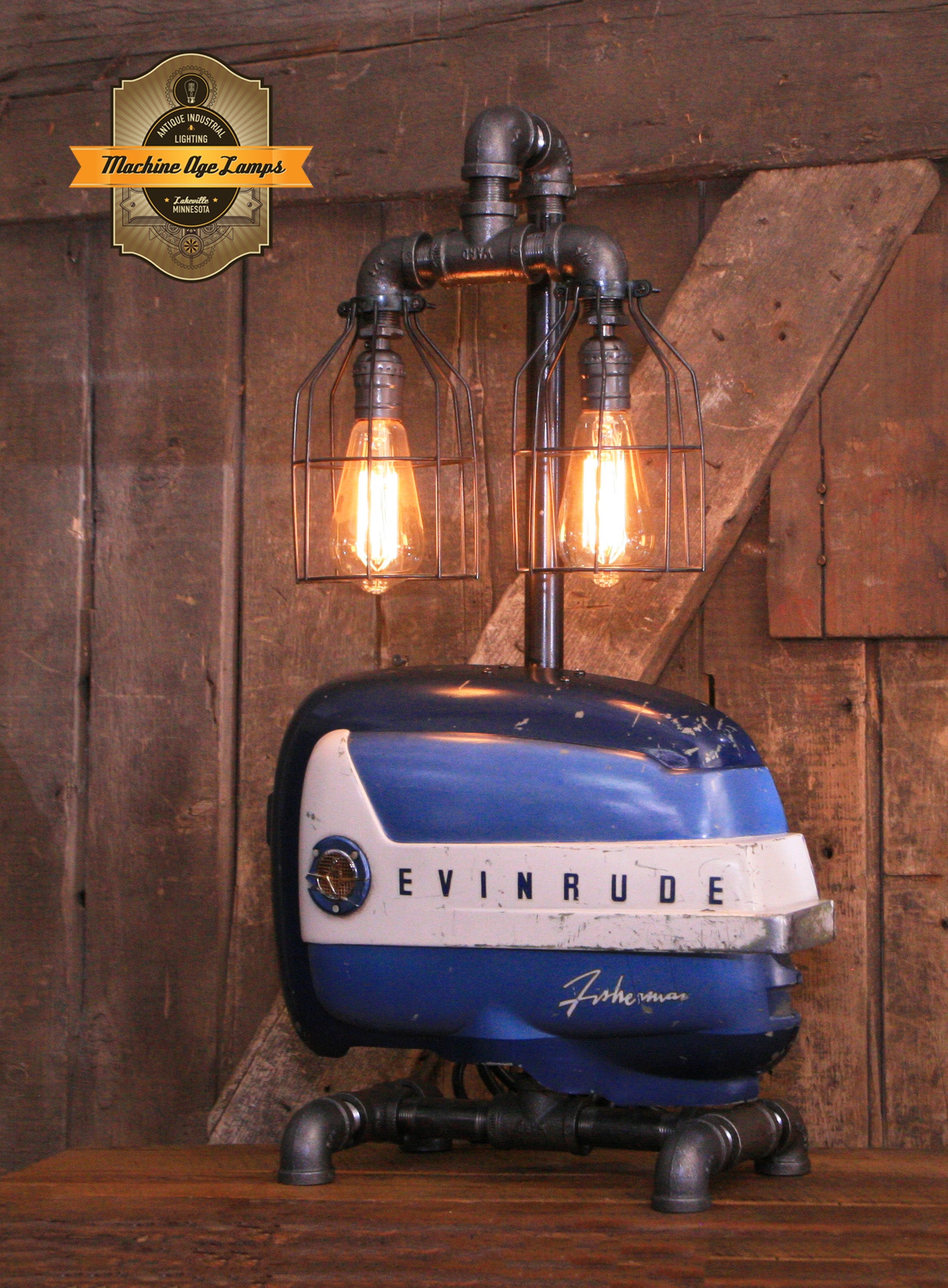 Steampunk Industrial / Boat Motor / Evinrude / Nautical / Marine / Cabin / Lamp #4243