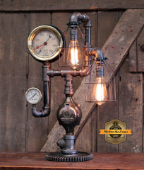 Steampunk Industrial Machine Age Lamp / Steam Gauge / Gear / Steam Gauge / Lamp #4481