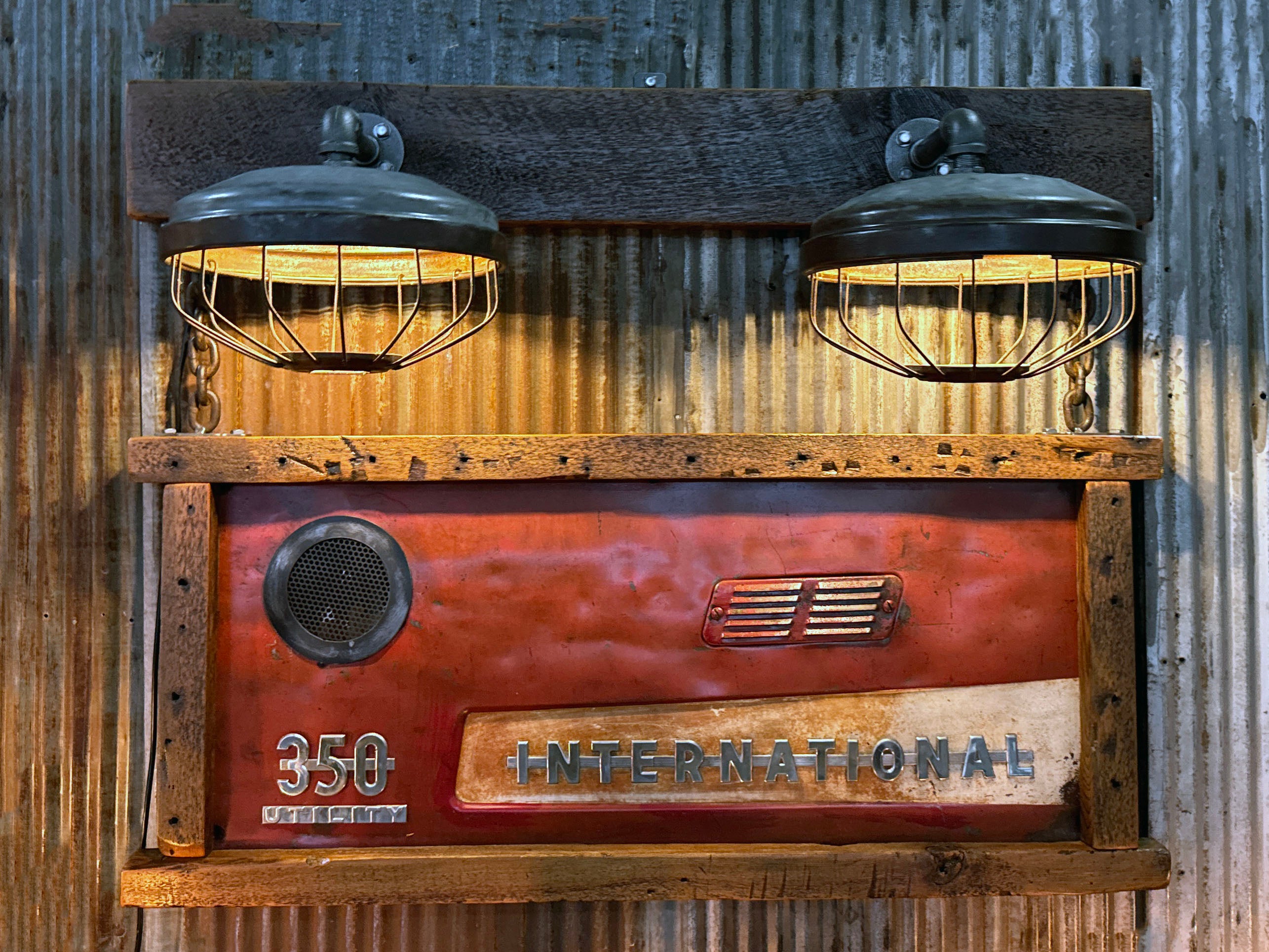 Steampunk Industrial Farmall International Farm  Wall Light / Sconce / Barnwood /