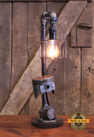 Steampunk Industrial Lamp / Vintage 1960's Piston / Automotive / Gear / Lamp #4351