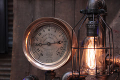 Steampunk Industrial / Steam Gauge Lamp  / Webster NJ / Gear  /  Lamp #4598