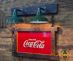 Steampunk Industrial Wall Sconce / Antique Coke Cola Sign  / Lamp #4691
