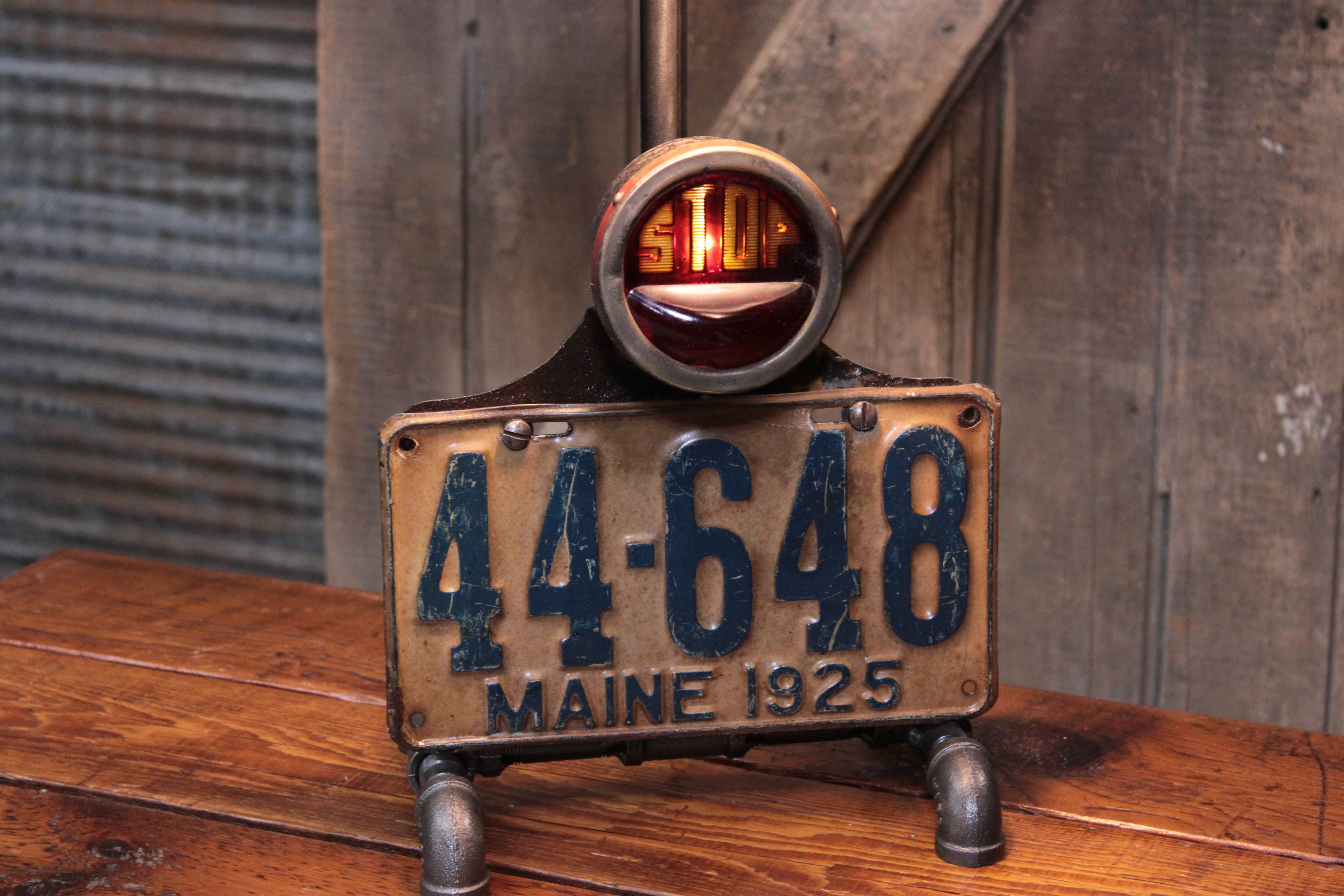 Steampunk Industrial Lamp / Antique Taillight / Automotive / Stop lens / Maine  / 1920's / #4535