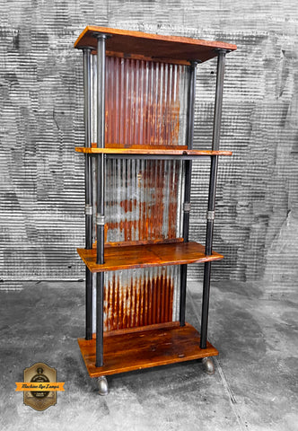 Steampunk Industrial Barnwood Table Shelving Unit Wall 32"