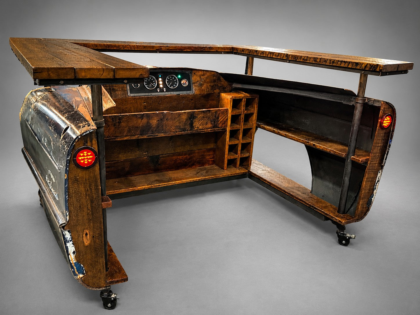 Steampunk Industrial 1950'S Cadillac Automotive Pub Table  Bar with Barnwood Top