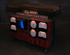 Steampunk Industrial / Antique Sun Engine Analyzer 1020 / Automotive / Barn wood Table / #4262