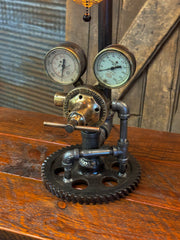 Steampunk Industrial Lamp / Antique Welding Regulator / Gear / New York / Lamp #4511