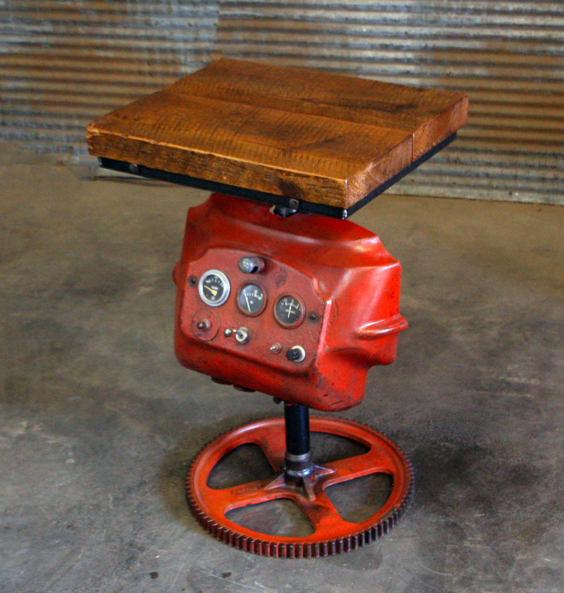 Steampunk Industrial Table / Side / Antique Farmall Tractor dash / Farm  /  Barnwood / Table #4148