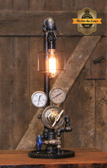 Steampunk Industrial Lamp / Antique Welding Regulator / Gear / Chicago / Lamp #4268