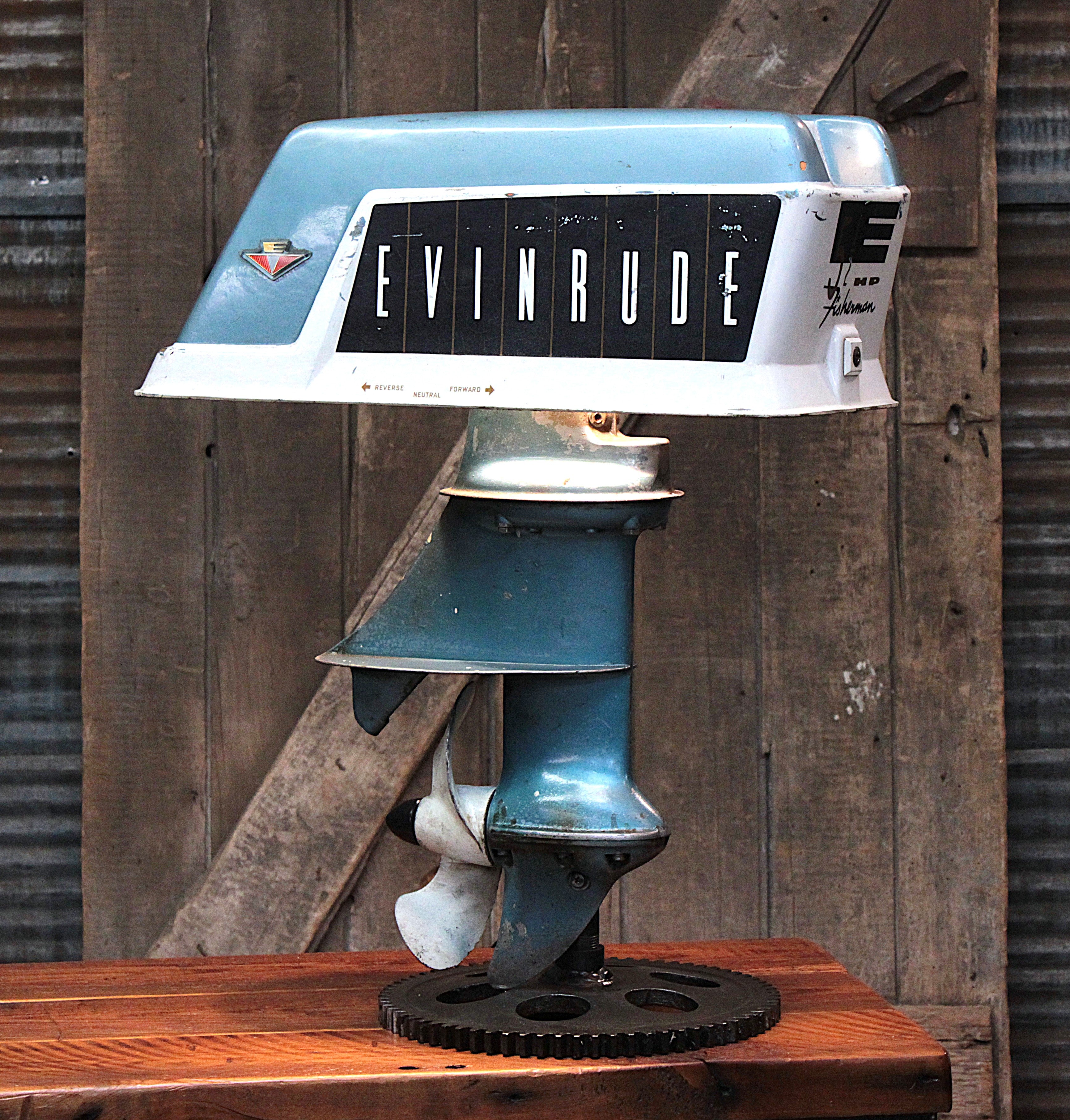 Steampunk Industrial Antique Evinrude Boat Motor Nautical Lamp #4700