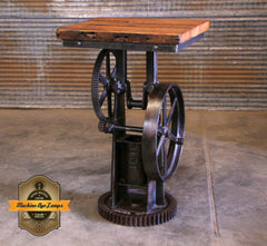 Steampunk Industrial Table / Side / Antique VR Pump   /  Barnwood / Table #4168 sold