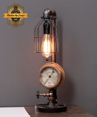 Steampunk Industrial / Steam Gauge Lamp / Gear / General Electric  / Lamp #4704