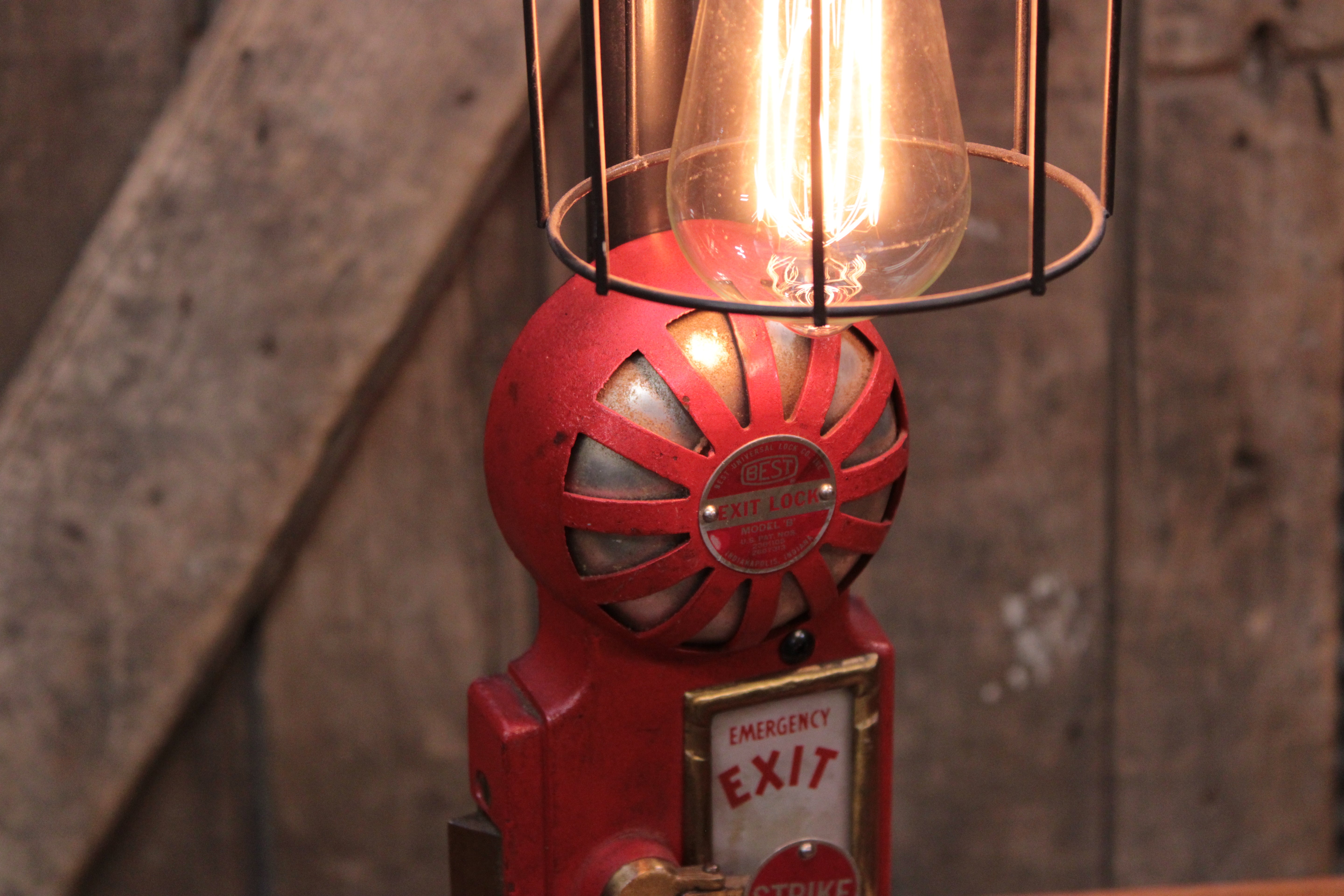 Steampunk Industrial / Antique Fire Door Lock / Fireman / Gear / Lamp #4702