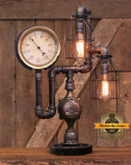 Steampunk Lamp, By Machine Age Lamps, Brass Steam Gauge #4256 b