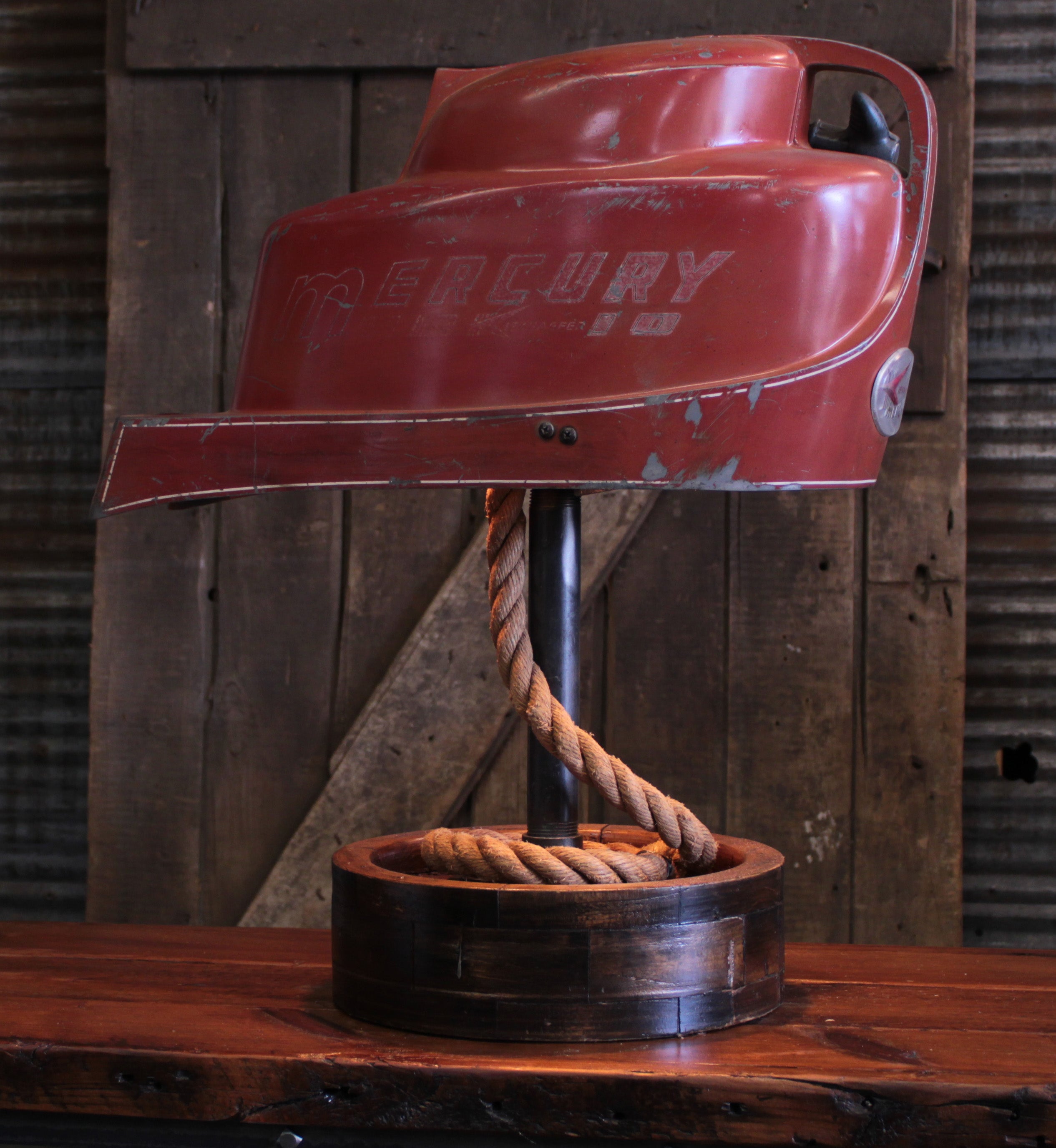 Steampunk Industrial / Boat Motor / Mecury / Nautical / Marine / Cabin /  Lamp #4166