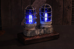 Steampunk Industrial Lamp / Antique Explosion Proof Light / Blue / Gear / Lamp #4707