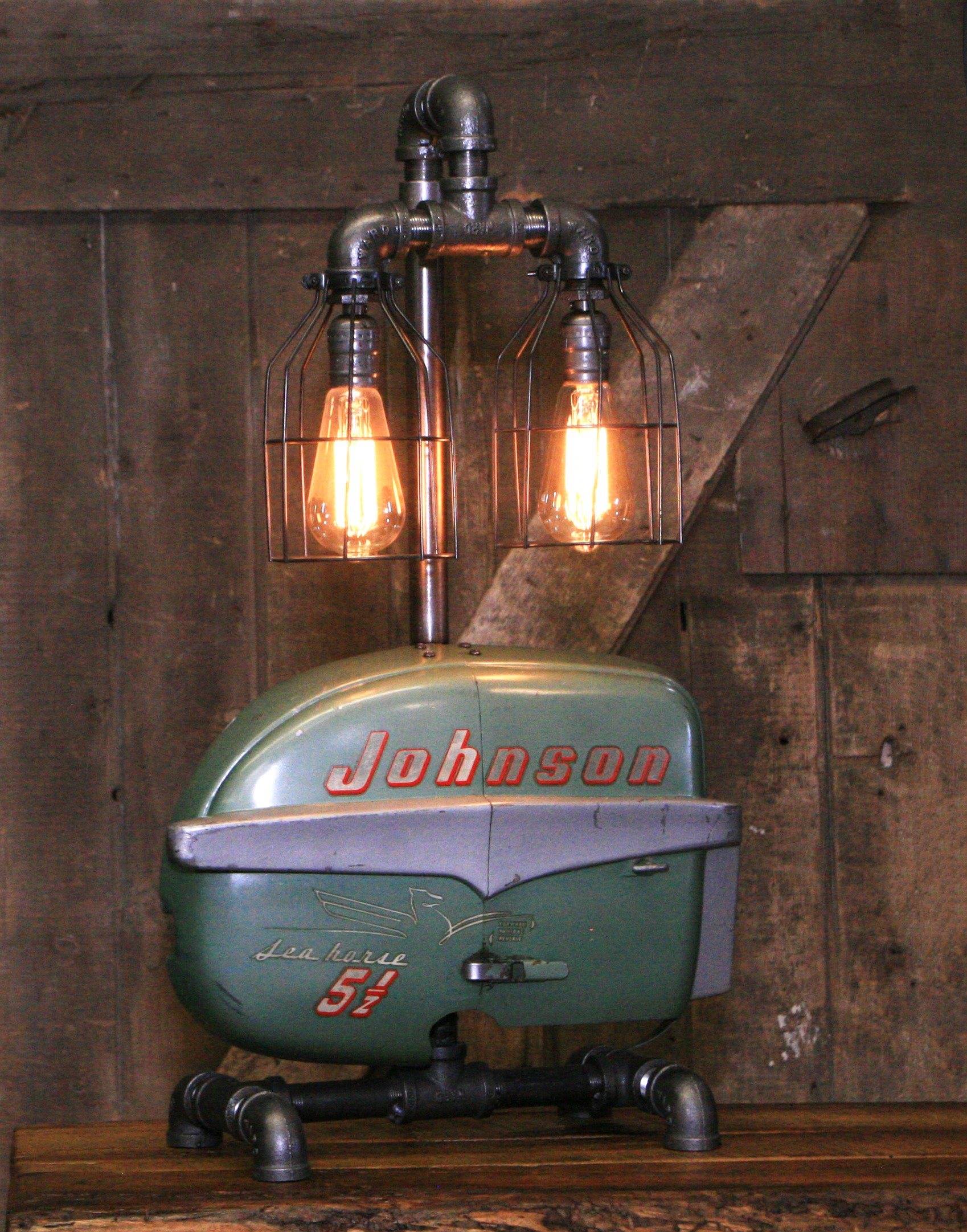 Steampunk Industrial / Boat Motor / Johnson / Nautical / Marine / Cabin /  Lamp #4233
