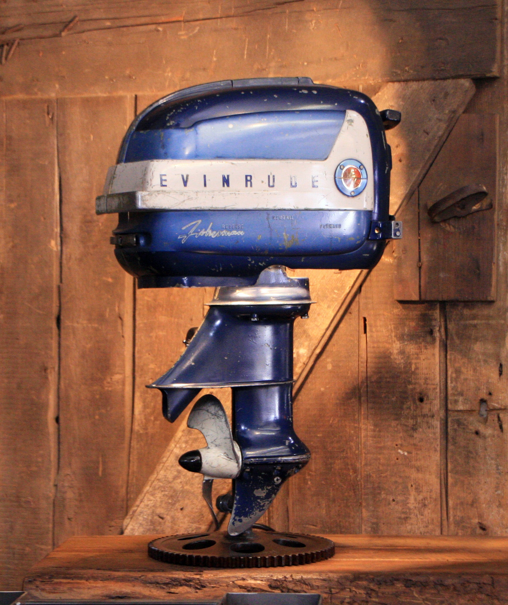 Steampunk Industrial / Antique Evinrude Boat Motor / Nautical / Marine / Cabin / Lamp #4247