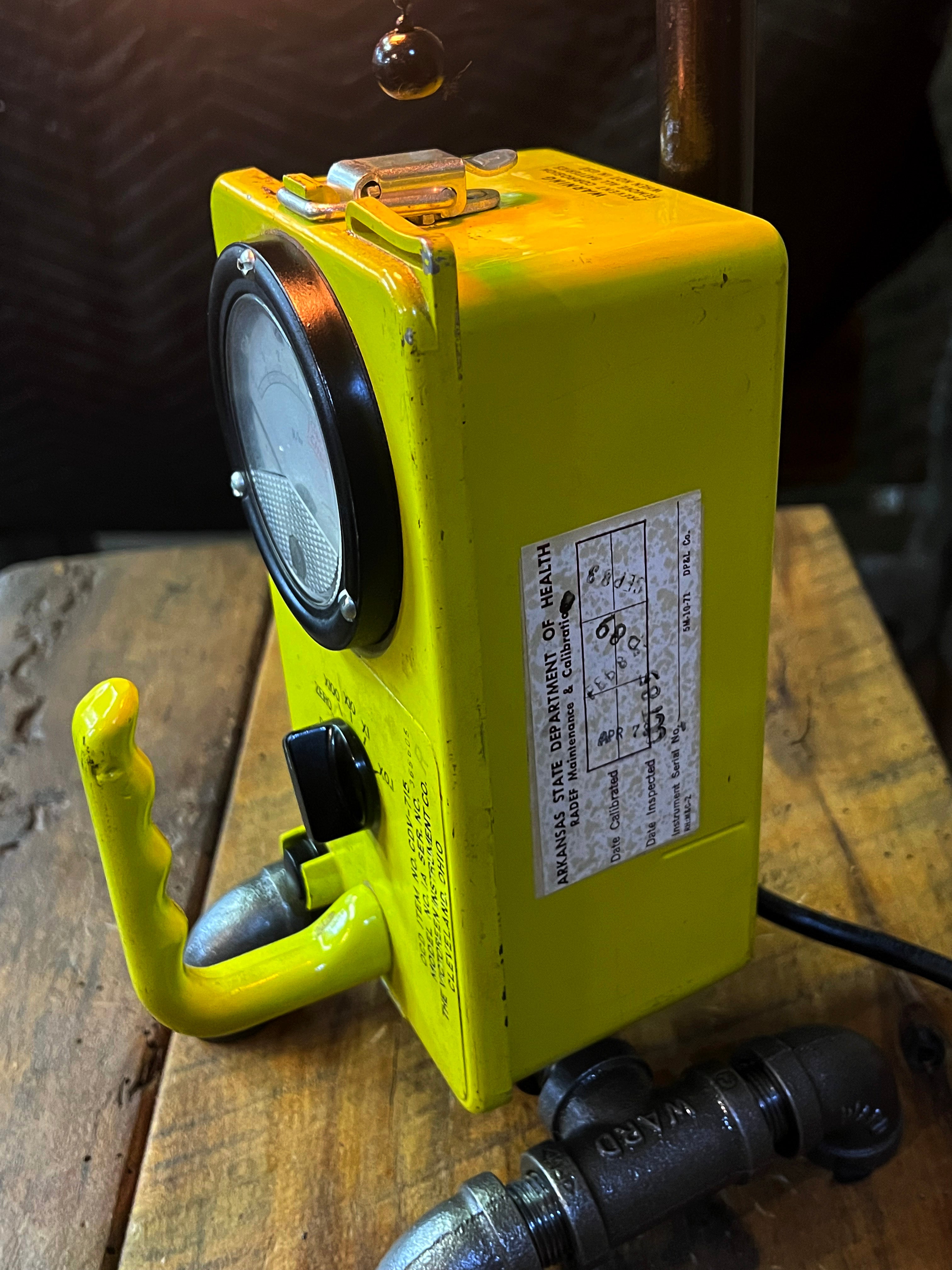 Steampunk Industrial Machine Age Lamp / Civil Defense Geiger Counter / Lamp #4255
