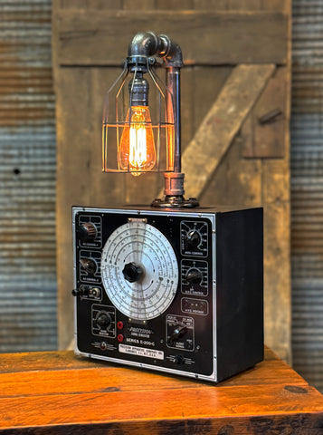 Steampunk Industrial Lamp / Antique Signal Generator E-200-C / Electrical / Meter / Gear / Lamp #4271