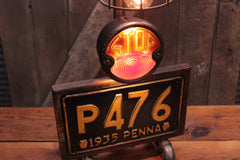 Steampunk Industrial / Antique 1930's / Stop tail light / License Plate / Automotive  / Hot rod / Lamp #4705