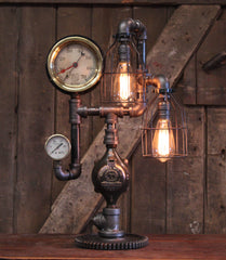 Steampunk Industrial Machine Age Lamp / Steam Gauge / Gear / Steam Gauge / Lamp #4481