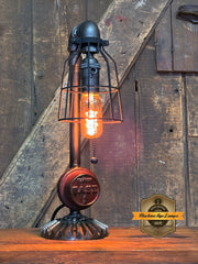 Steampunk Industrial / Antique Case  Tractor Wheel Hub / Gear / Lamp #4298