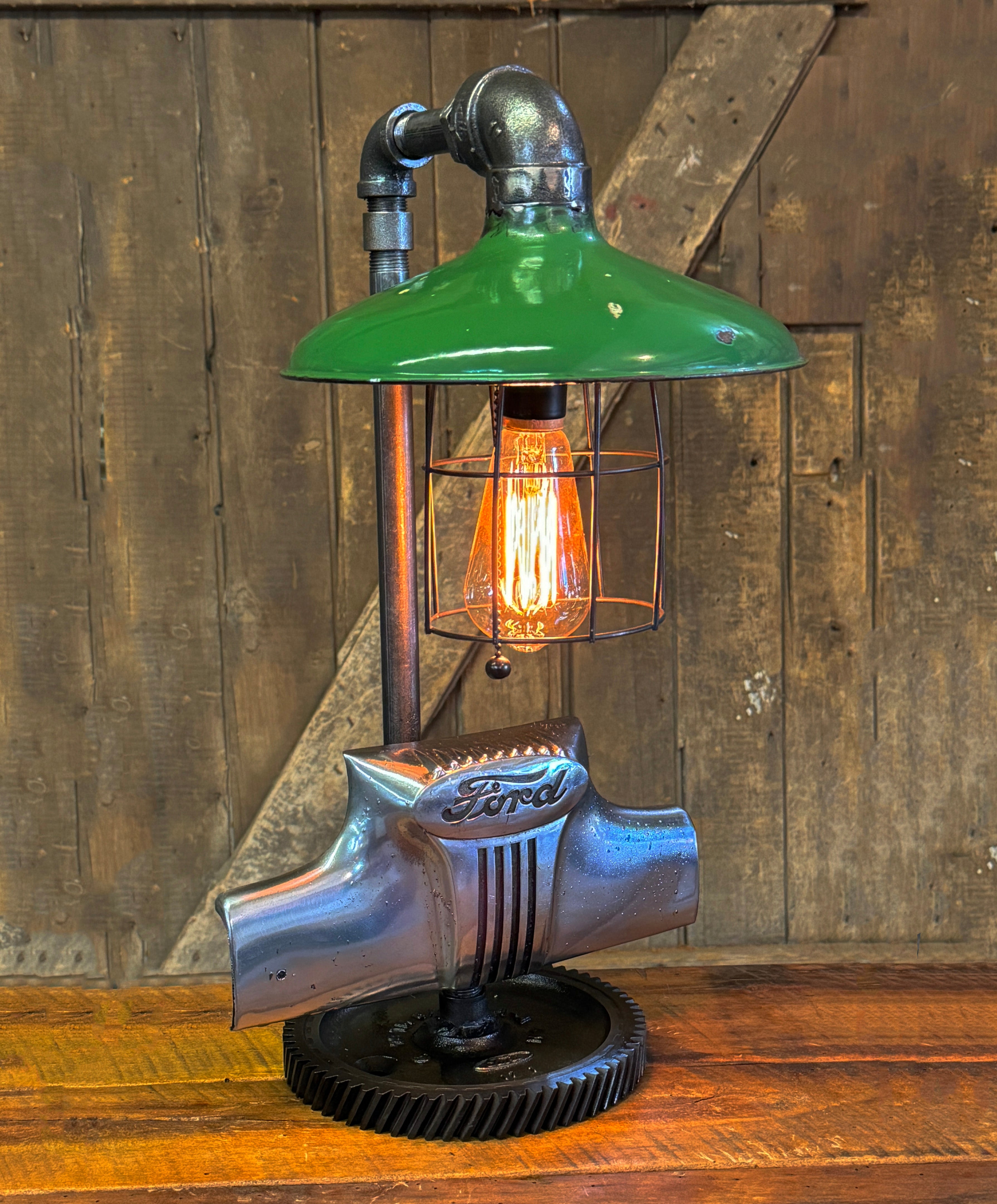 Steampunk Industrial  / Antique Ford Truck Emblem / 1950's  / Automotive  / Lamp #4255