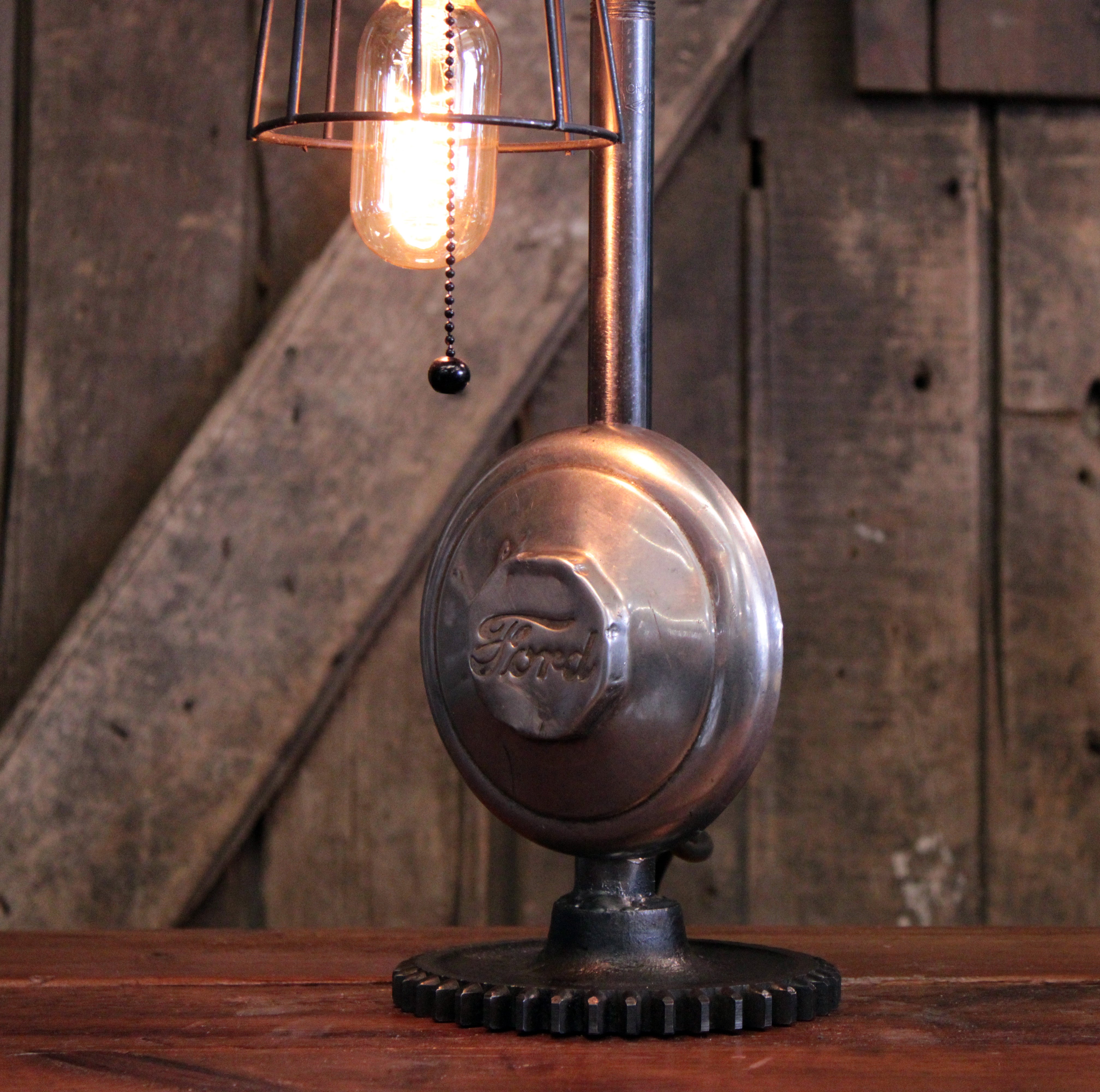 Steampunk Industrial / Vintage Ford Wheel Hub Cover / Gear / Automotive / Lamp #4337