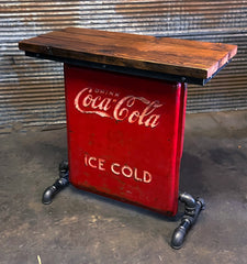 Steampunk Industrial / Antique 1940's Coke / Barn Wood / table #6005