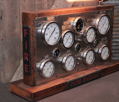 Steampunk Industrial / Antique Fire Truck Panel  / Table Lamp / Fireman / Farm / #4610