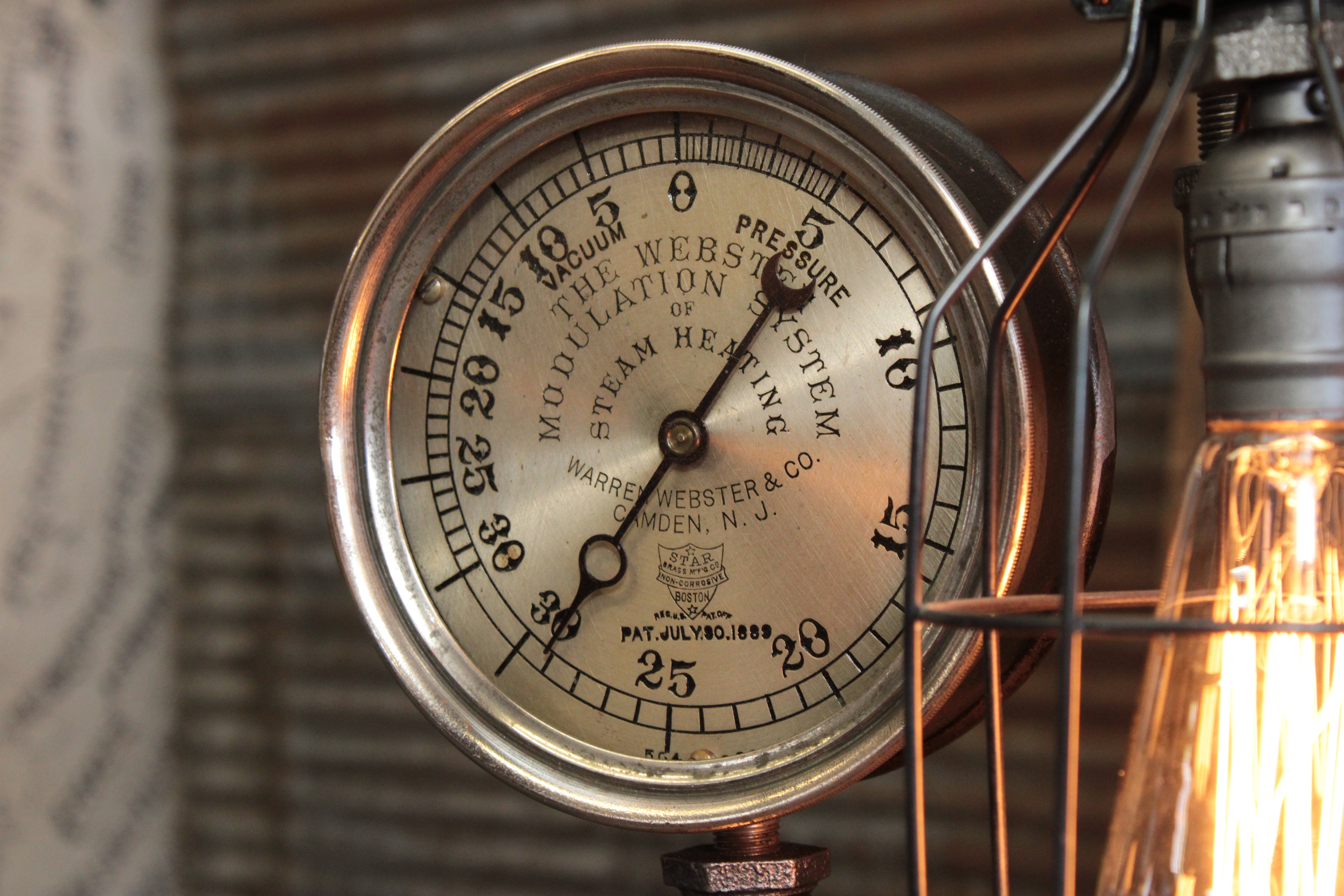 Steampunk Industrial / Steam Gauge Lamp  / 6" Steam Gauge / Gear  /  Lamp #4399