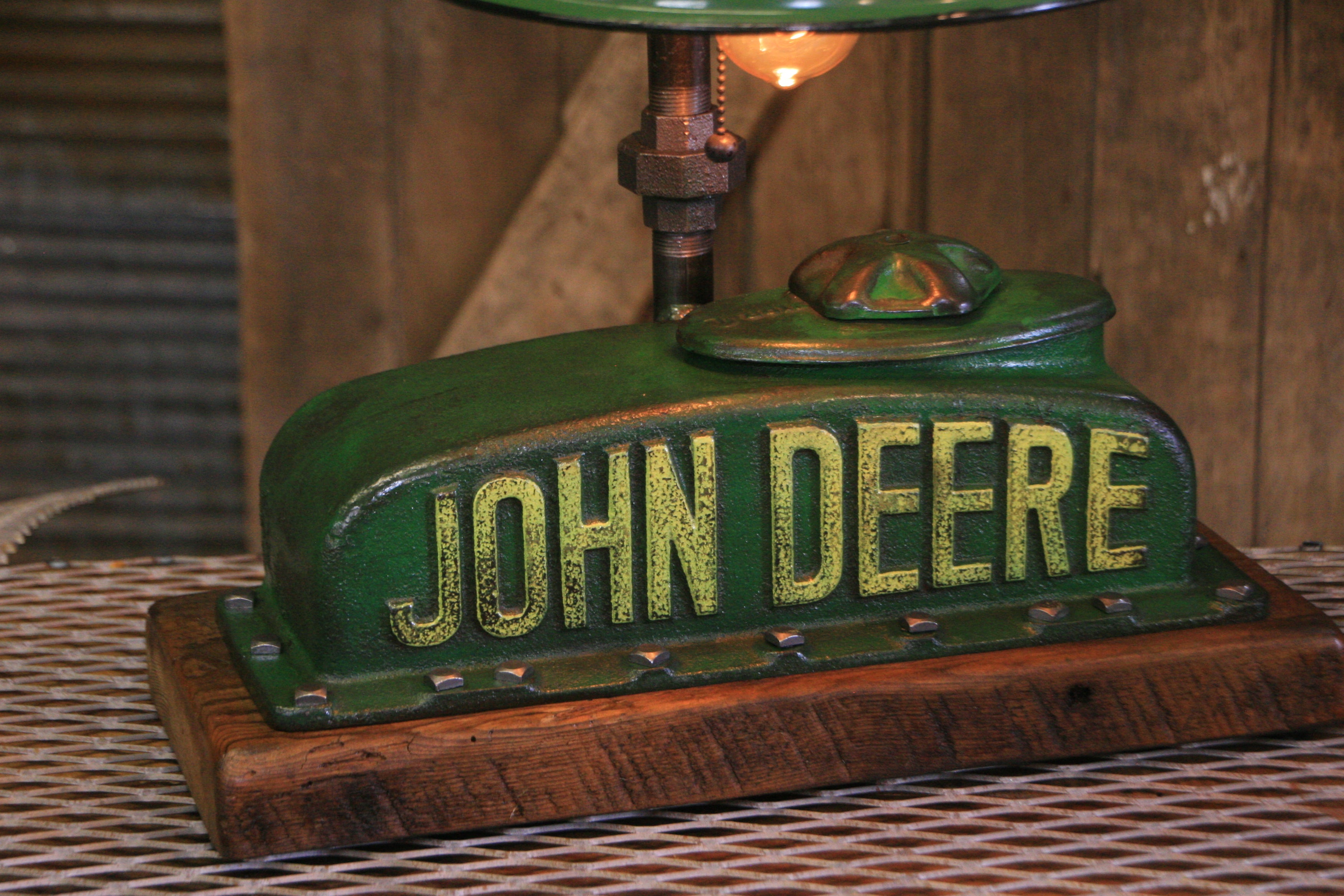 Steampunk Industrial / Antique John Deere Radiator Top / Lamp / Barnwood / Lamp #4260