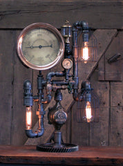 Steampunk Industrial / Steam Gauge Lamp / Boston / Pan Skelly Gasoline Boiler Gauge / Lamp #4509