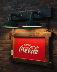 Steampunk Industrial Wall Sconce / Antique Coke Cola Sign  / Lamp #4691