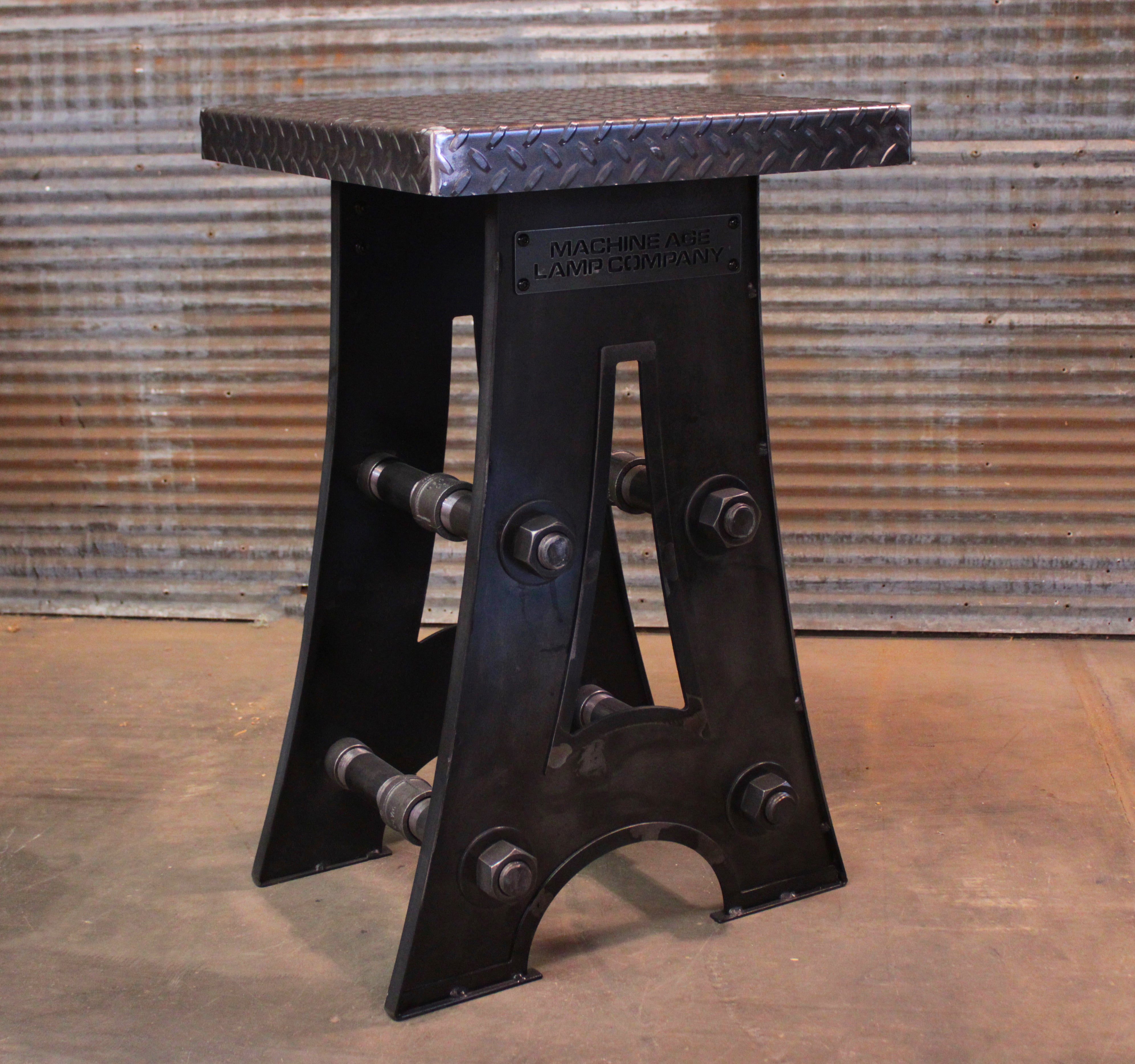 Steampunk Industrial / Classic A Frame Table /Steel top / Table #4596