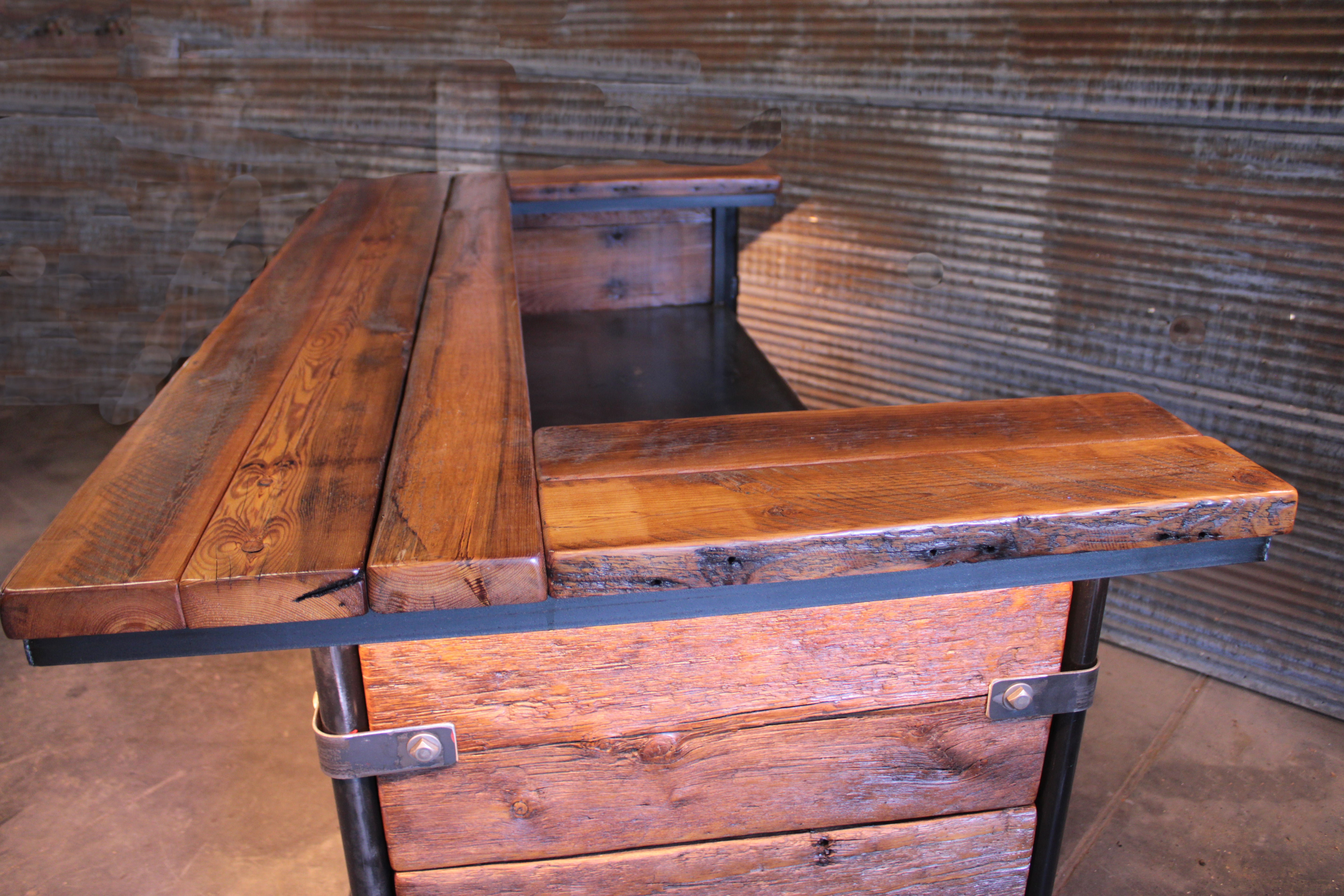 Steampunk Industrial Bar / Barnwood  / Hostess Stand / Automotive / 82"  / #4410