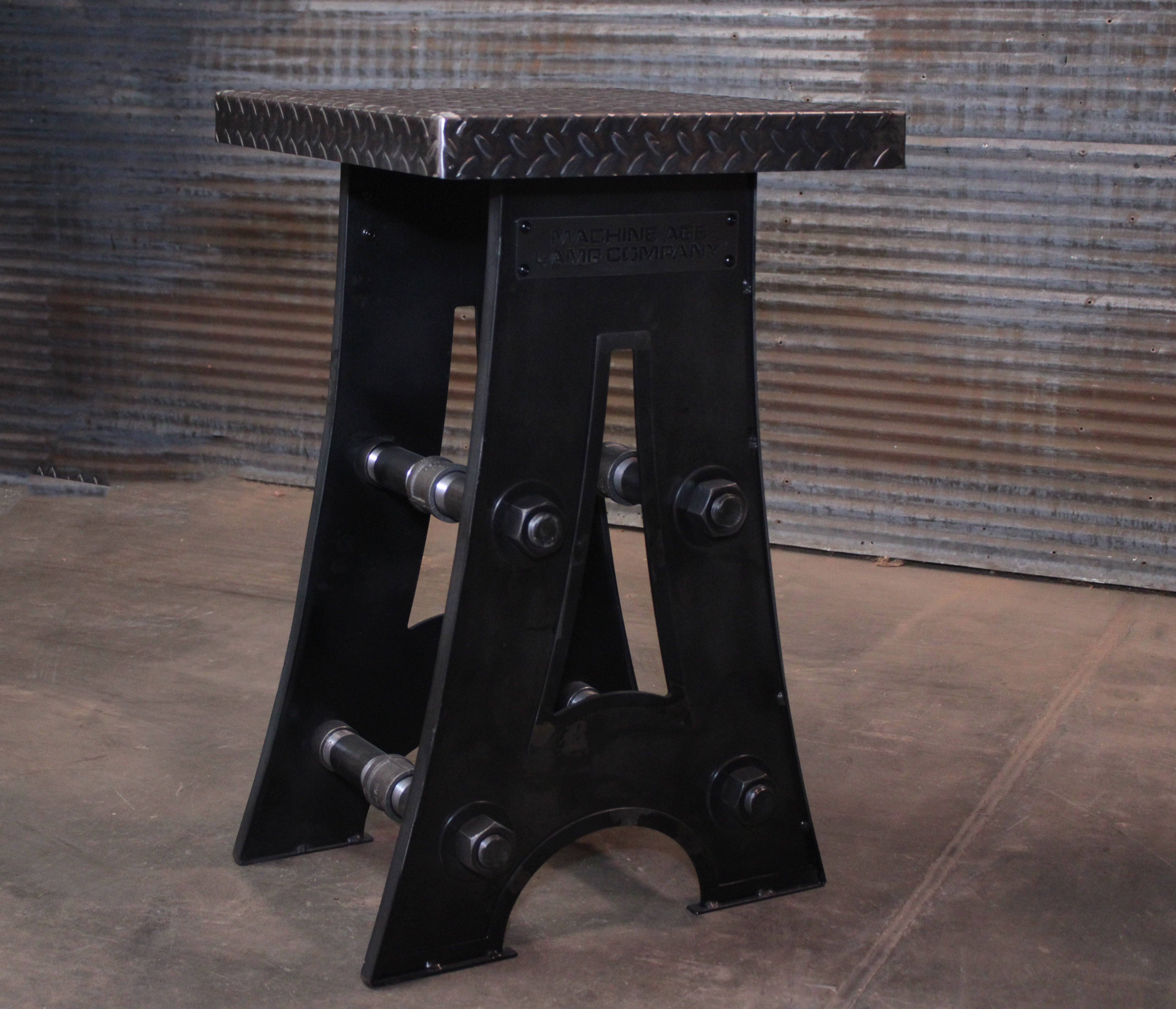 Steampunk Industrial / Classic A Frame Table /Steel top / Table #4596