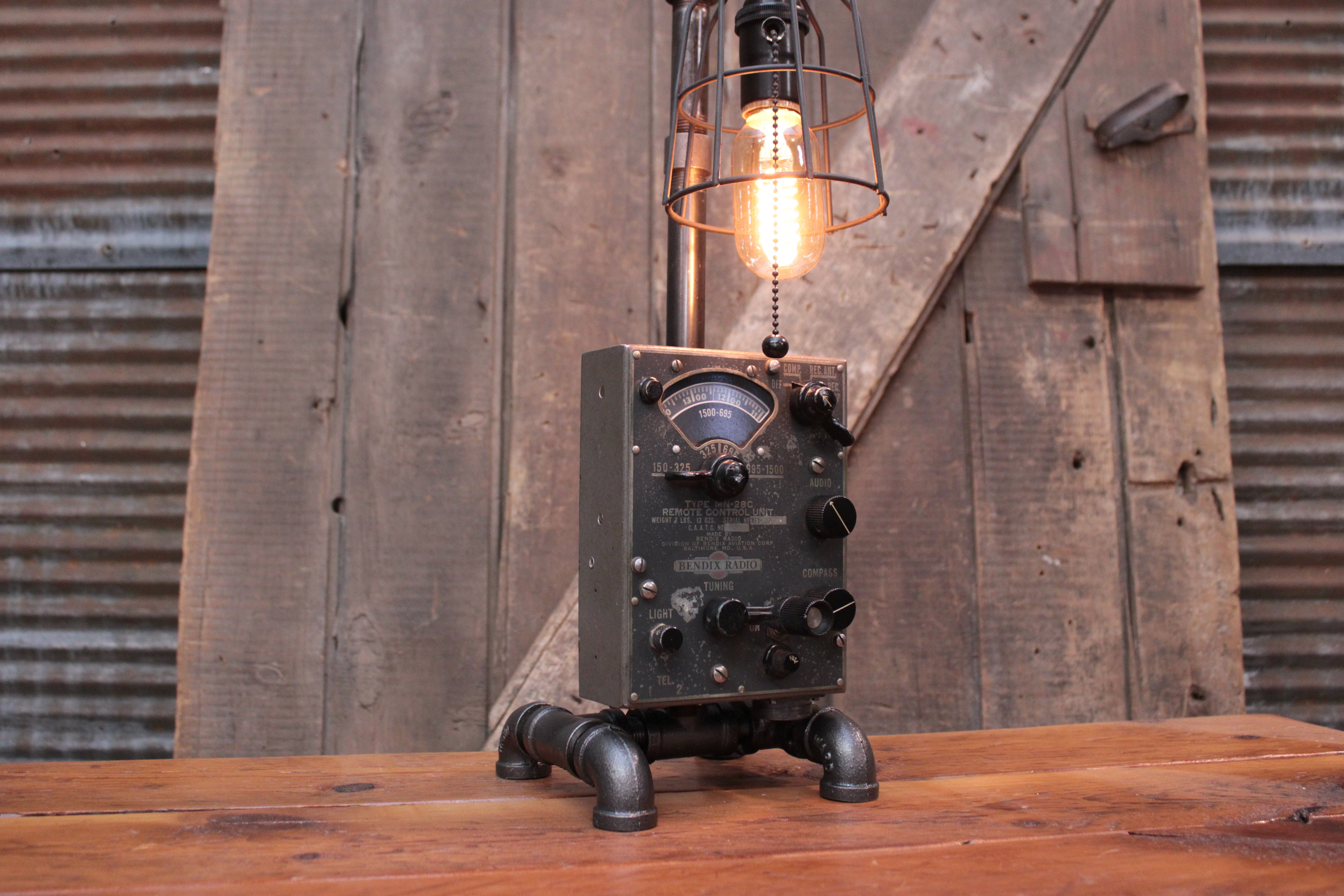 Steampunk Industrial / Aviation / Airplane Instrument Panel / Bendix Radio Compas / Lamp #4724