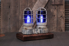 Steampunk Industrial Lamp / Antique Explosion Proof Light / Blue / Gear / Lamp #4707