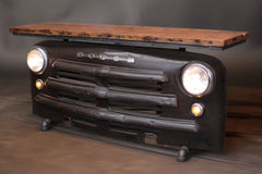Steampunk Industrial / 1949 Dodge Truck Front End  / Bar / Barn Wood Top / Automotive / Table