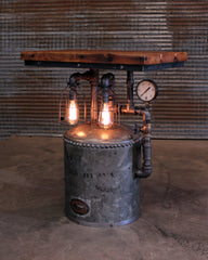 Steampunk Industrial / Antique Water Tank / Barnwood Top / Gauge - Table #4445